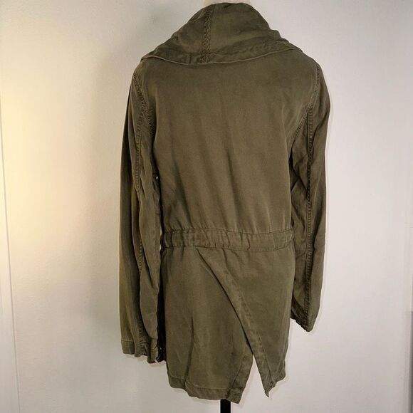 Nanette Lepore Womens Lyocell Army Green Military Jacket Medium Drape Front - Picture 4 of 11